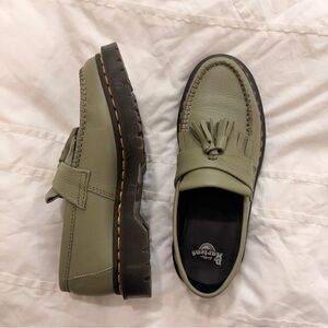 Dr. Martens Olive Adrian Women's Virginia Leather Tassel Loafers